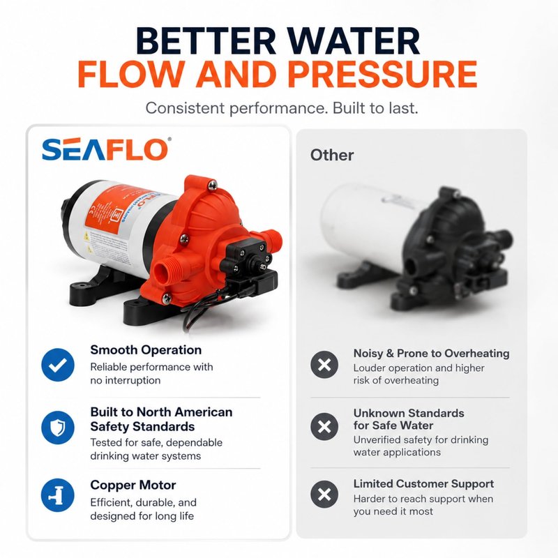 SEAFLO 33 Series 110V/115V AC Fresh Water Pump, 3.3 GPM 45 PSI Self-Priming Pressure Pump with Smart Pressure Switch, Automatic Demand Pump for RV, Caravan Marine Boat Industrial Use, 4-Year Warranty