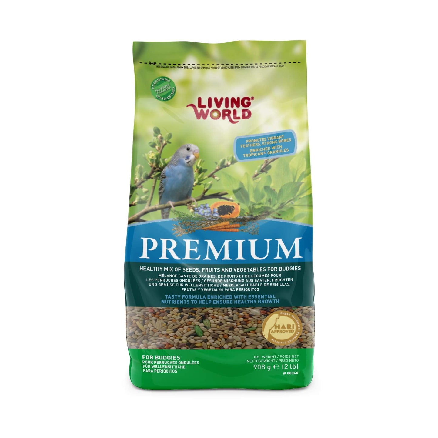 Living World Premium Mix For Budgies, 908 g (2 lb)