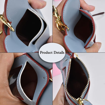 BUUFAN Chic Cute Travel PU Leather Student ID Card Holder Lanyard Neck Pouch Bag With Coin Wallet Purse for Students Women Kids Teens Girls (Blue)