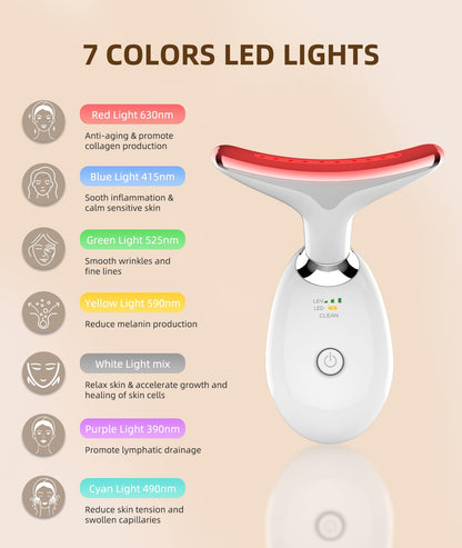 Red-Light-Therapy-for-Face and Neck, 7 Color Light Based Facial Massager, Portable Skin Care Tool (Black)