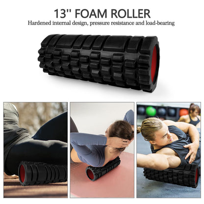 JOYENERGY 5 in 1 Foam Roller Set High Density Foam Roller Patented, Massage Stick, Massage Ball, Resistance Band for Deep Muscle Massage Pilates Yoga, Fitness for Trigger Point Release