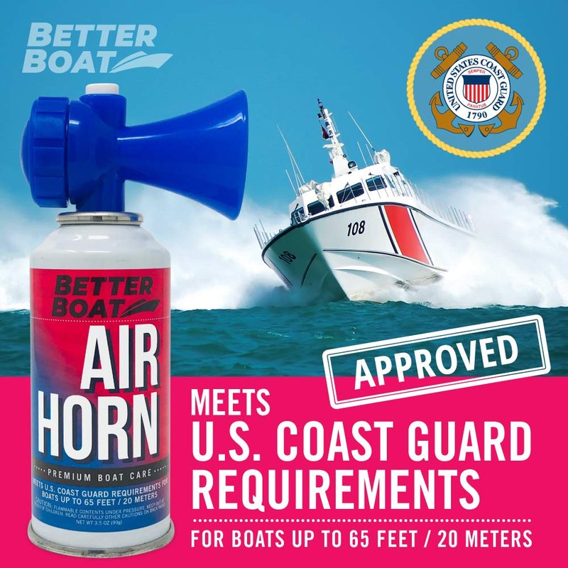 Air Horn 3.5 oz 120 dB, Loud Emergency Signal Horn for Boating Safety Walking Camping, Handheld Fog Horn Heard 1/2 Mile, Made in USA - Better Boat