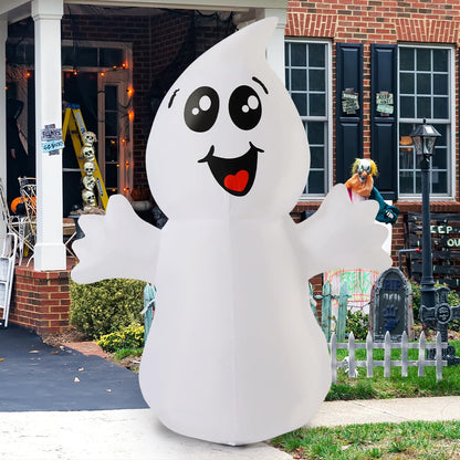 GOOSH 5 FT Halloween Inflatable Ghost Outdoor Decoration with Magic Light, Blow Up Yard Decoration with Built-in LEDs for Garden Lawn Indoor Party Holiday Decor