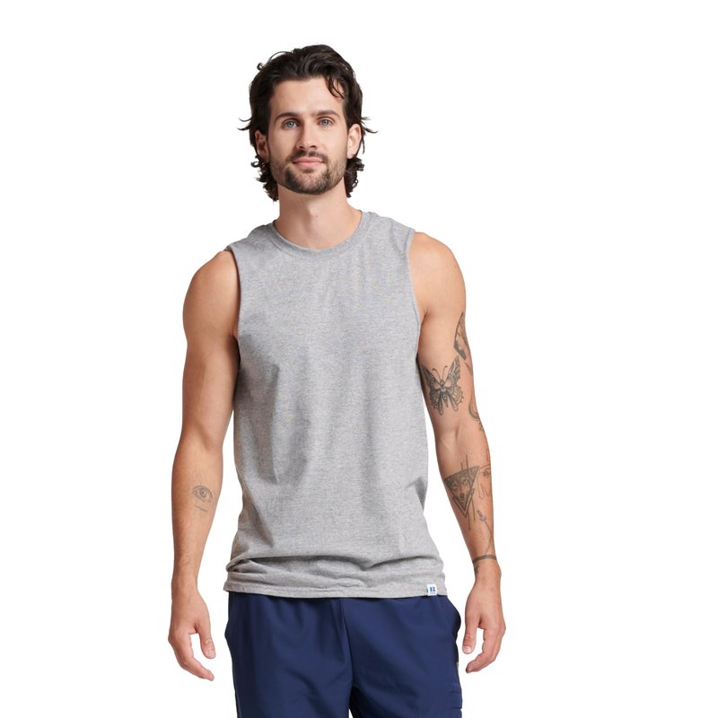Russell Athletic Men's Cotton Performance Sleeveless Muscle T-Shirt,Oxford,Medium