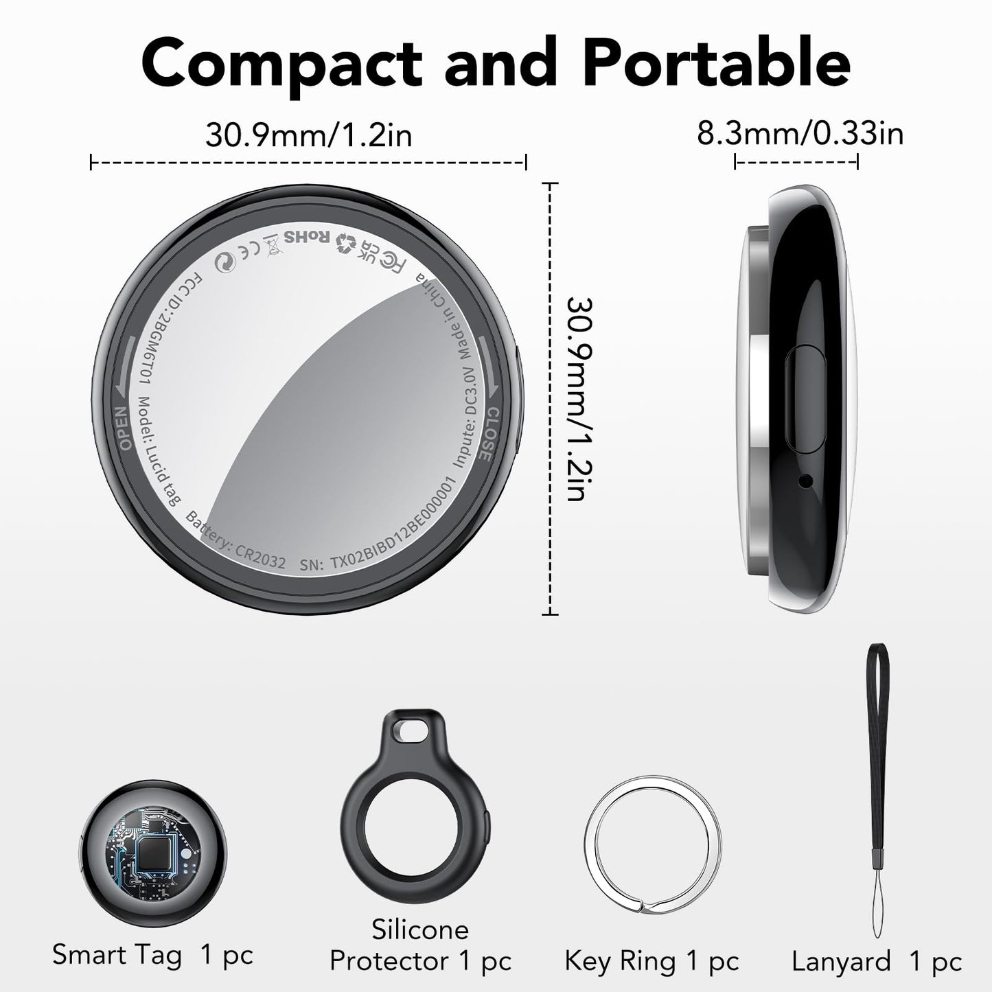 Air Tracker Tag Bluetooth Item Finder-4 Pack, Compatible with Apple Find My APP (iOS Only), 100dB Beep, Smart Tag Replaceable Battery, air tag and Locator for Keys/Luggage/Bags/Wallets etc., Black