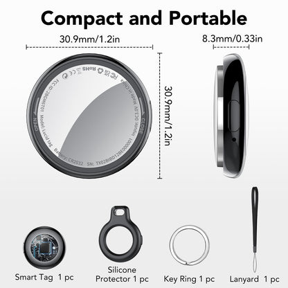 Air Tracker Tag Bluetooth Item Finder-4 Pack, Compatible with Apple Find My APP (iOS Only), 100dB Beep, Smart Tag Replaceable Battery, air tag and Locator for Keys/Luggage/Bags/Wallets etc., Black