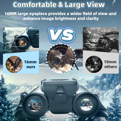 12x32 Binoculars for Adults, Digital Binoculars with Camera 5MP Photo Full HD Video 2" LCD Display Screen with 32GB Micro SD Card for Bird Watching Hunting Football Concerts Theatre (Silver)