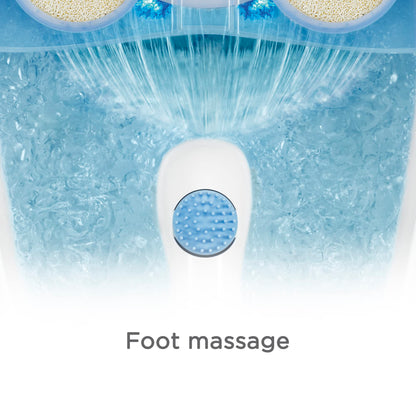 Conair Waterfall Pedicure Foot Spa Bath with Blue LED Lights, Massaging Bubbles and Massage Rollers, Blue/White