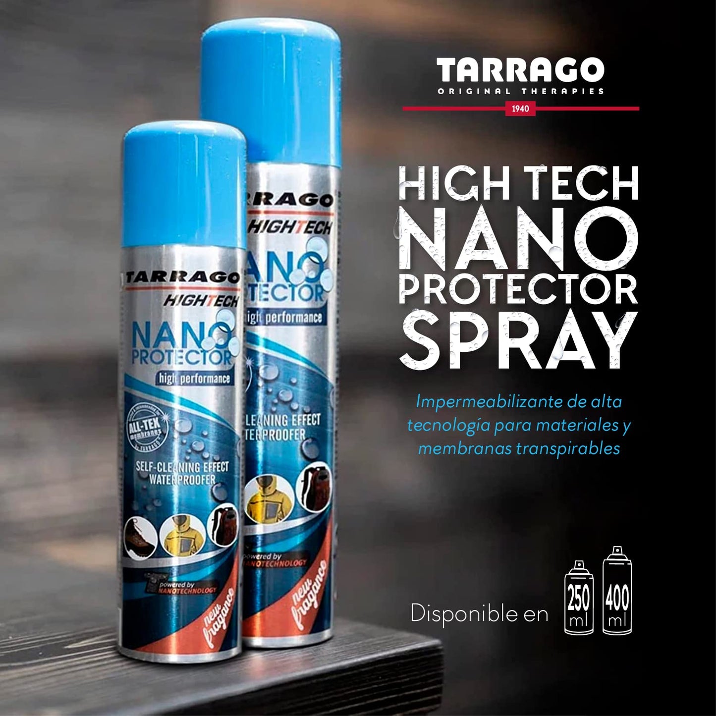 High Tech Nano Protector 400 ml | Waterproofing For Clothing, Footwear, Textile, Leather and Suede | Protects from Water and Rain | Invisible | Clean Effect Spray