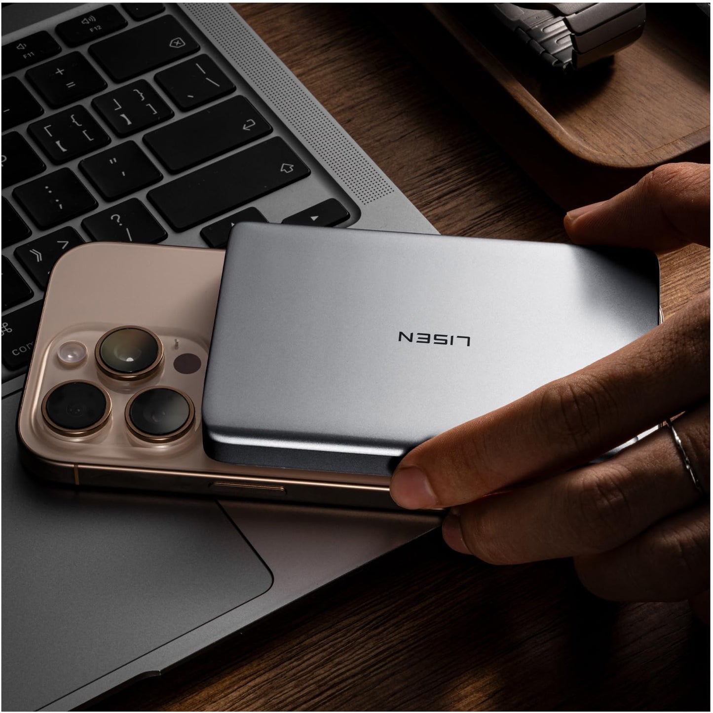 LISEN Ultra Slim MagSafe Portable Charger,5000mAh Wireless Card Slim MagSafe Battery Pack iPhone 17 Air Accessories,Magnetic Power Bank for iPhone 17 Pro Max Plus Air/16/15/14/13/12,Gifts for Men