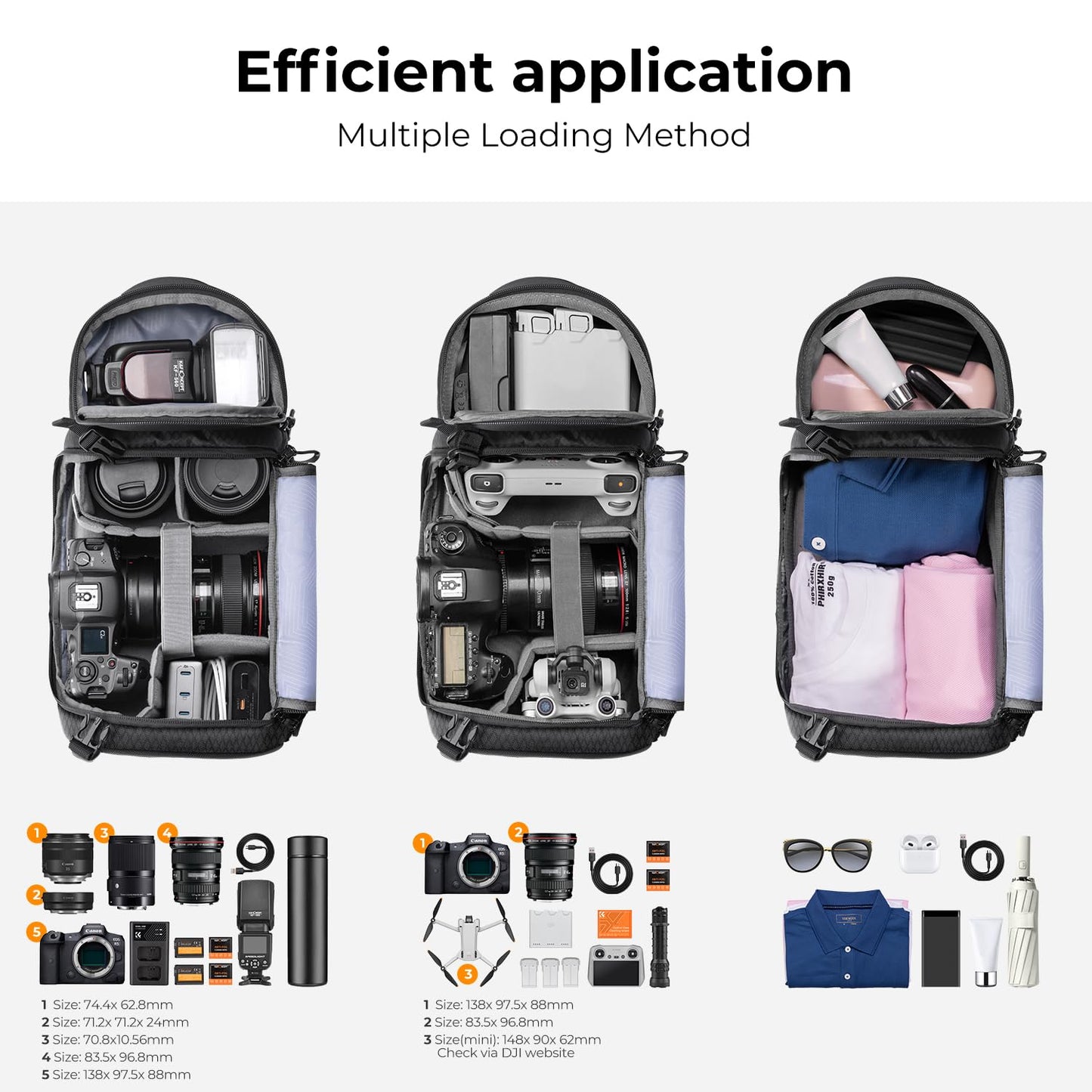 K&F Concept Camera Sling Bag Crossbody Bag Waterproof Camera Shoulder Backpack DSLR/SLR/Mirrorless Camera Case