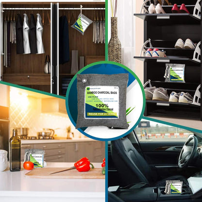 Charcoal Bags, Bamboo Bag 4 pack, 4x200g Air Purifier And deodorize, Charcoal Air Purifying Bags