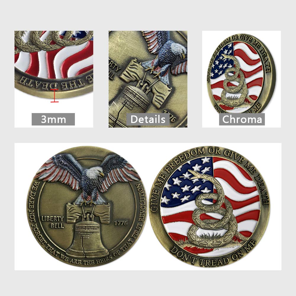 Don't Tread on Me Challenge Coin US Liberty Bell Military Coin