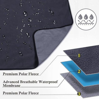 PETTOM Waterproof Pet Blankets for Dogs, Soft Warm Cats Fleece Blankets for Pets 3 Layer Pet Throw Blanket Protects Couch Bed from Spills Stain Super Large 152 x 127 cm-Grey