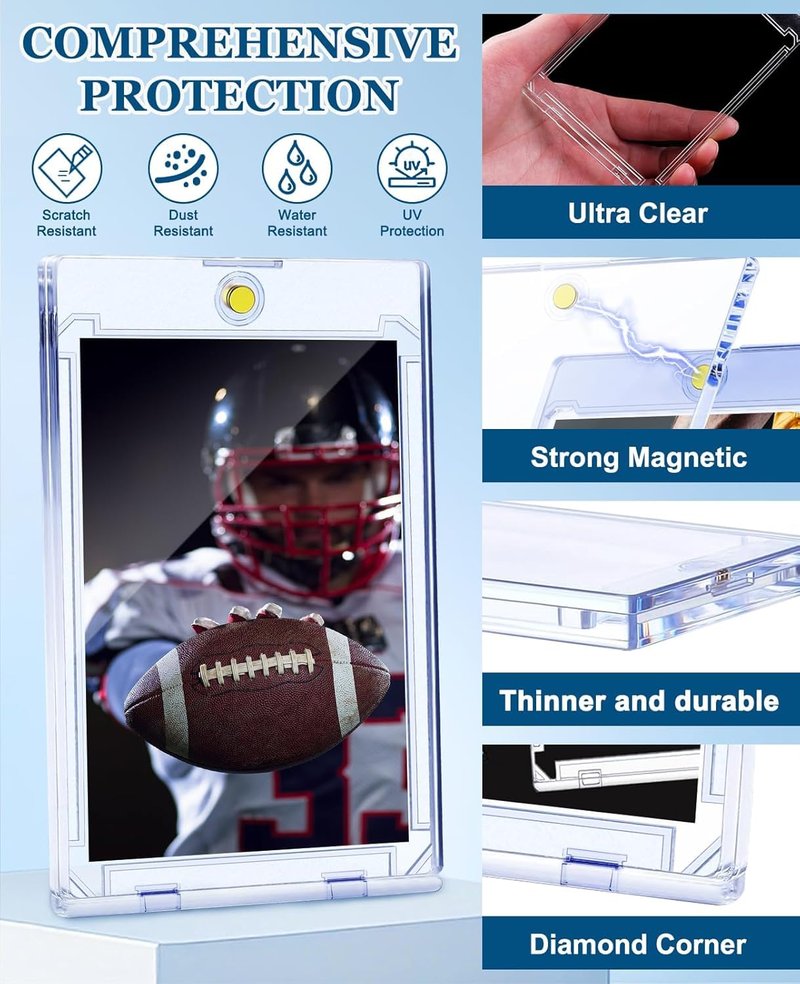 YZtree 180pt Magnetic Card Holder: 10ct One Touch Card Holders for Trading Cards, 180 pt U-V Protection Magnetic Card Case for Sports Game Cards, Football, Baseball