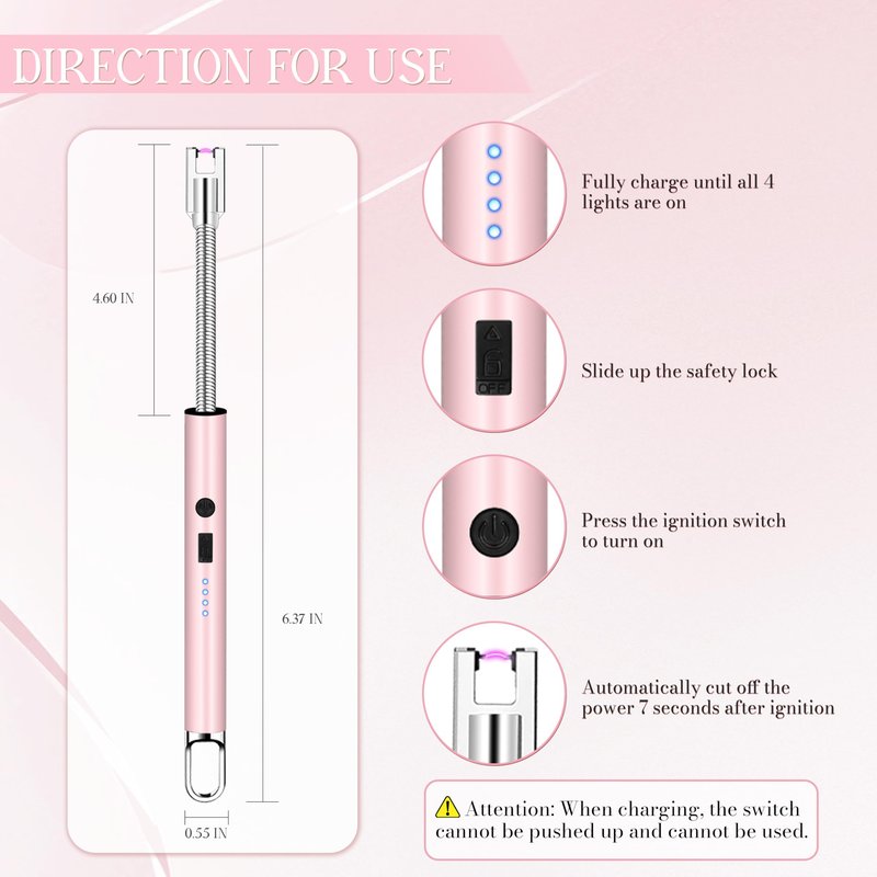 Electric Lighter, Candle Lighter Flameless Windproof with 360° Flexible Neck & LED Power Display, Type C Arc Rechargeable Lighters for BBQ, Camping, Cooking, Gift for Christmas, Thanksgiving, Birthday