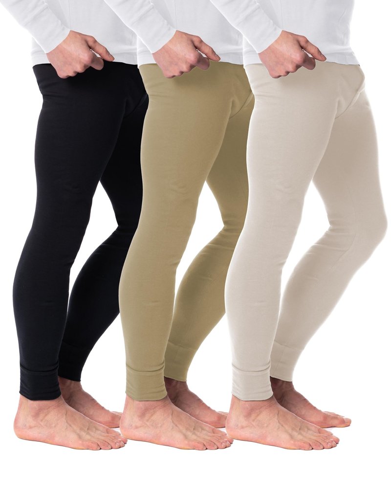 AMERICAN HEAVEN Mens Base Layer Long Pants | 100% Cotton Thermal Leggings | Multi Pack Colors