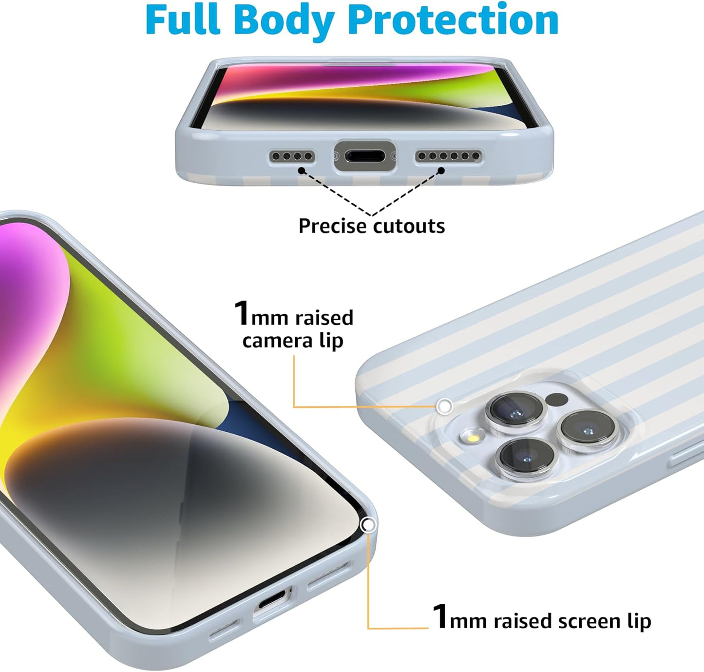 Casely iPhone 16 Pro Max Case | Blue Stripes | Sunday Best | Classic Ultra Slim Design | Compatible with MagSafe