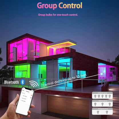 GU24 Smart Led Light Bulbs，4 Pack，A19 12W 1200LM Smart Bluetooth 2 Prong Led Light bulb，Dimmable Music Sync RGBCW Color Changing LED Bulb，2700K-6500K Dimmable ，APP Control(Not Support Alexa)