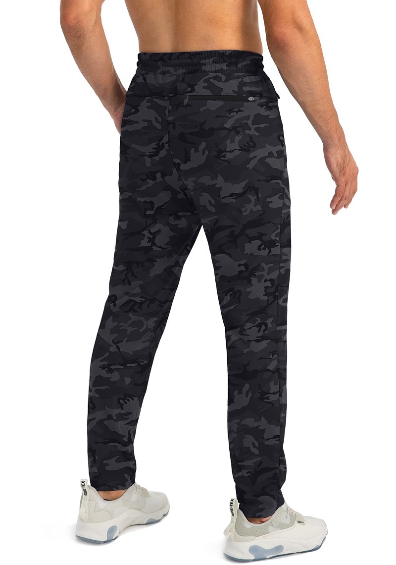 G Gradual Men's Sweatpants with Zipper Pockets Tapered Joggers for Men Athletic Pants for Workout, Jogging, Running (Grey Camo, Medium)