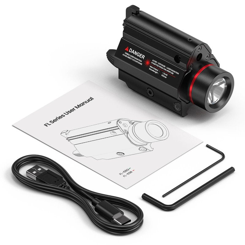 Feyachi LF-69 Red Laser Flashlight 1000 Lumen LED Weapon Light Combo with Picatinny Rail Mount for Pistol Rifle Rechargeable