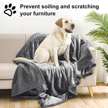 Onarway Waterproof Dog Blanket Washable: Protects Sofa/Bed/Car Seat from Spills & Scratches - Cozy Sherpa Fleece Puppy Throw for Furniture Conscious Pet Owner (Medium 70x100cm)