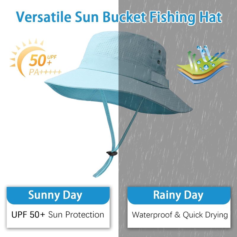 Sun Bucket Hat for Men Women Fishing Beach Safari Hats for Golf Hiking Hunting Outdoor UPF 50+ Blue