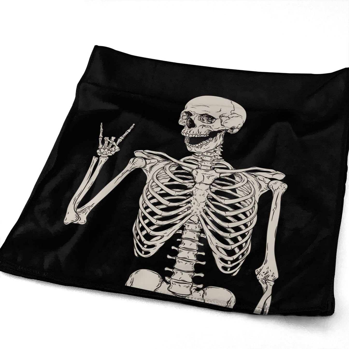 Dewoofly Rock and Roll Skeleton Hippie Skull Soft Fingertip Towels, Hand Towel, Dish Towel for Kitchen All Season 12 x 27.5 inches