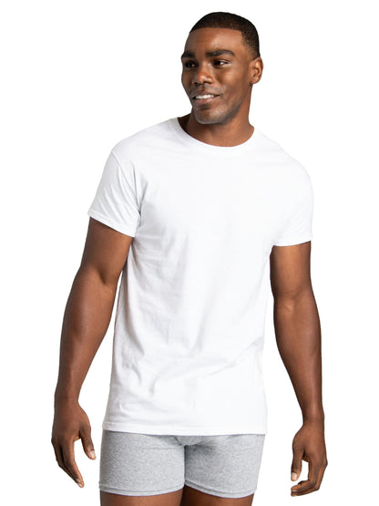 Fruit of the Loom Men's Stay Tucked Crew T-Shirt - Large - White (Pack of 6)