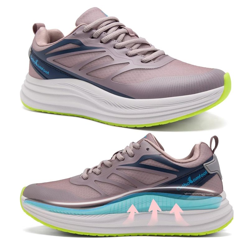Women's Orthopedic Wide Width Toe Walking Shoes: Plantar Fasciitis Orthotic Heel Spur Diabetic Pain Relief Trail Sneakers, Arch Support Athletic Outdoor Biking Road Running Shoes Lotus Pink Size 8.5
