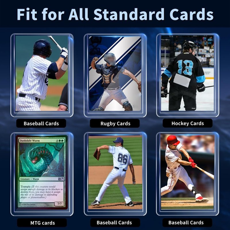 200 Card Sleeves Hard Plastic, Premium Baseball Card Sleeves, 3" x 4" Trading Cards Holder, Sports Football Game Cards Protectors Top Cases (100 Hard Sleeve + 100 Soft Sleeve)