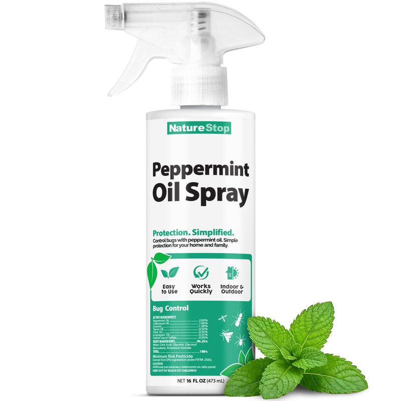 NatureStop Peppermint Oil Bug Spray – Helps Deter Bugs from Indoor & Outdoor Areas, 16 oz