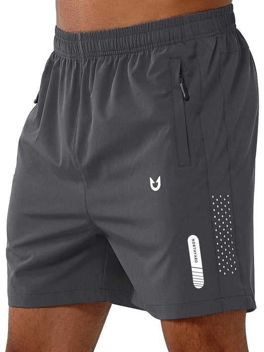 NORTHYARD Men's Athletic Running Shorts Gym Workout 7"/9"/5" Quick Dry Lightweight Sports Basketball Tennis 3 Zipper Pockets DARKGREY-5inch M