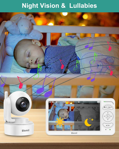 6" Baby Monitor with 2 Cameras and Audio 30 Hours Battery Upgrade Split Screen Video Baby Monitor Remote Pan-Tilt-Zoom 178°Wide-Angle 150 Languages No WiFi ECO 2-Way Talk Night Vision 1000ft Travel