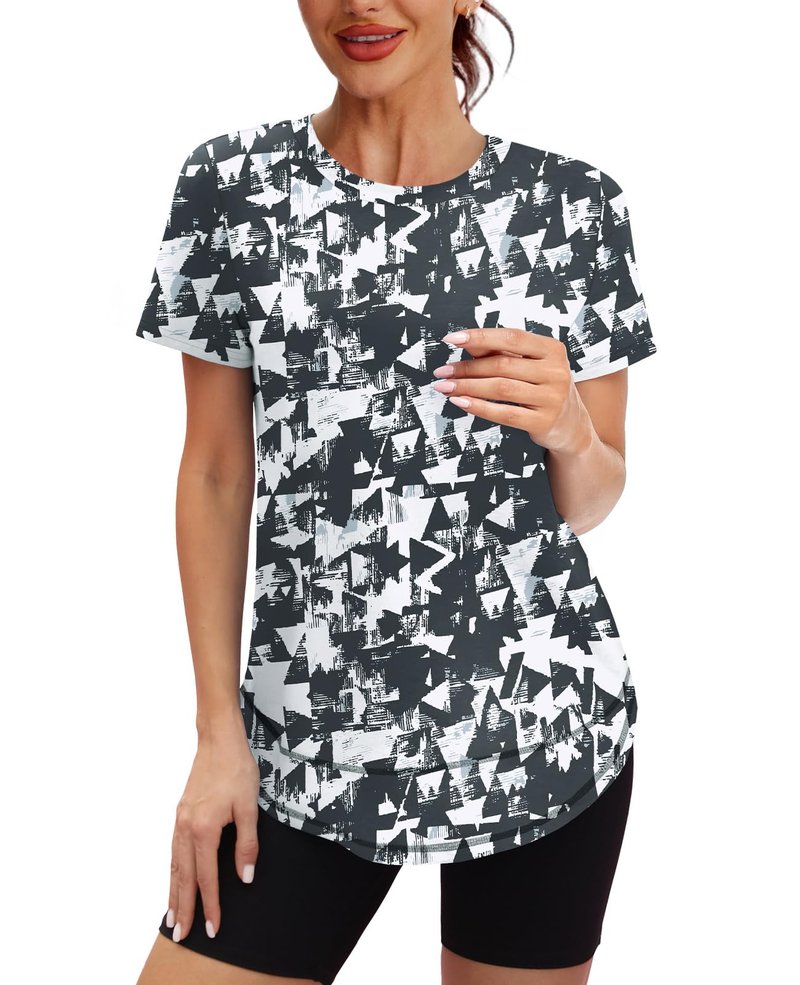 Workout Tops for Women Spring Summer Short Sleeve Golf Outfits Gym Essentials Activewear Running Shirts Blue S