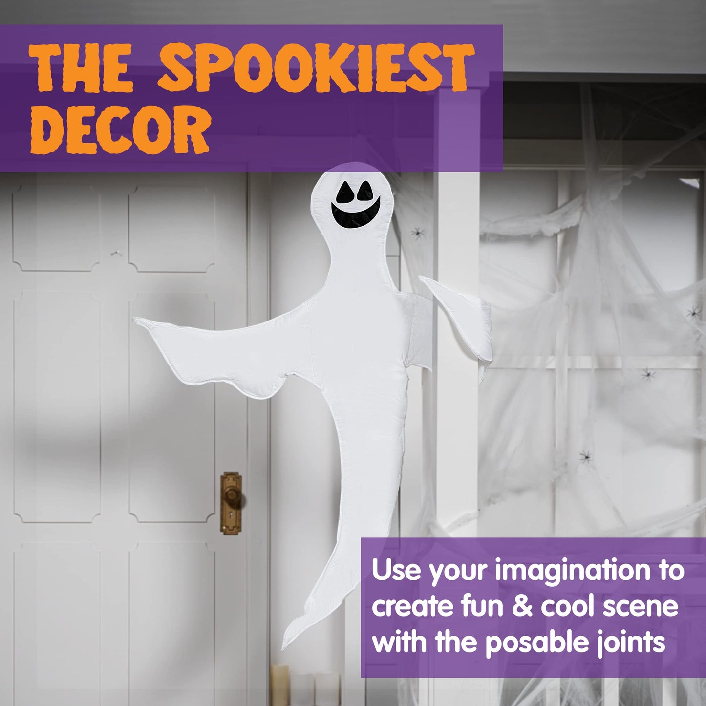 JOYIN 2 Pcs 53” Halloween Decoration Outdoor, Halloween Tree Wrap Ghost Decoration Outdoor, Smiling Hanging Ghost Design for Lawn, Tree, Party Supplies, Haunted House Wrap Decor