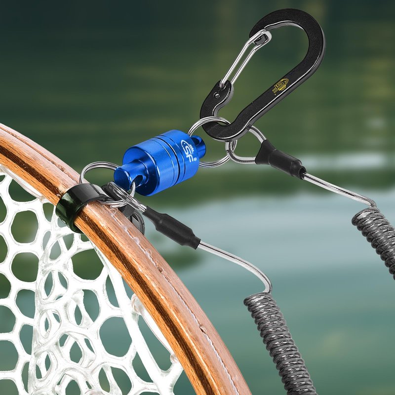 SF Strongest Magnetic Release Holder with Coiled Lanyard Aluminum Alloy Hook - Blue