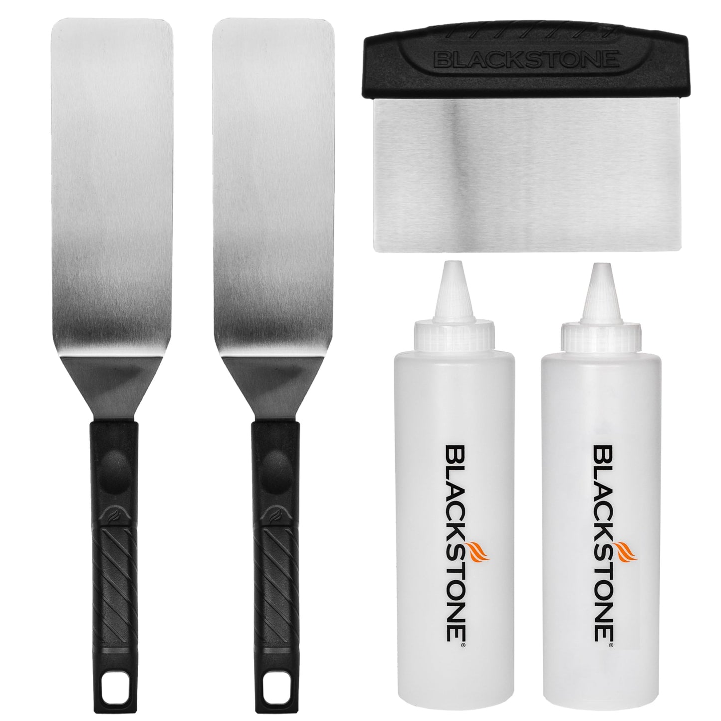 Blackstone 1542 5-Piece Professional Griddle Accessory Toolkit with 2 Squeeze Bottles, 2 Spatulas, and 1 Scraper