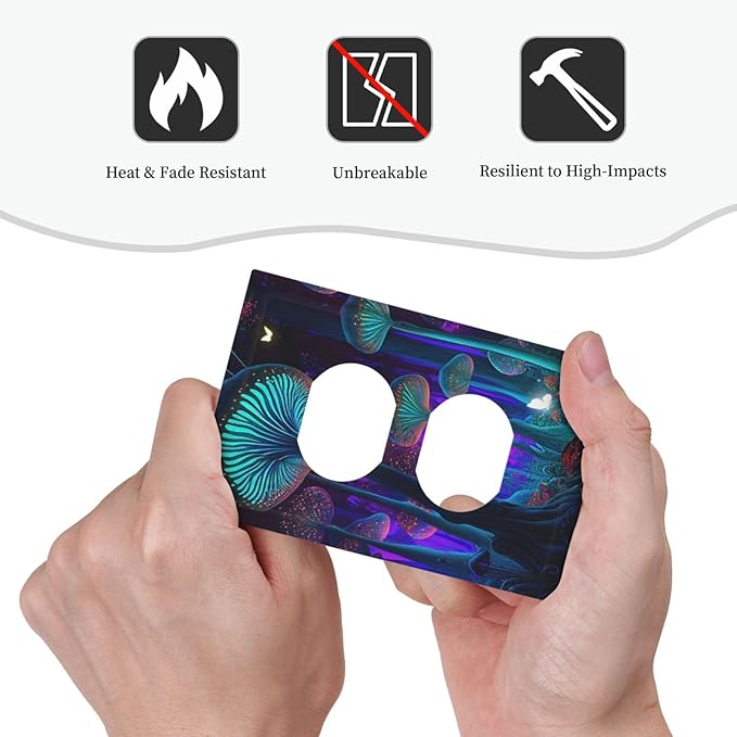 Fantasy Mushroom Forest Glowing Butterfly 1 Gang Duplex Receptacle Switch Wall Plate Decorative Switchplate Outlet Covers Electrical Plug Cover Faceplate for Bathroom Home Decor