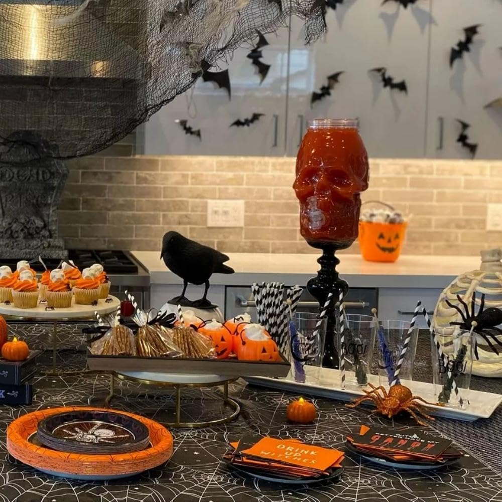 Spooky Skull Clear Plastic Drink Dispenser - 1 Gallon (1 Count) - Unique & Eye-Catching Design Durable & Leak-Proof - Perfect For Halloween & Themed Events