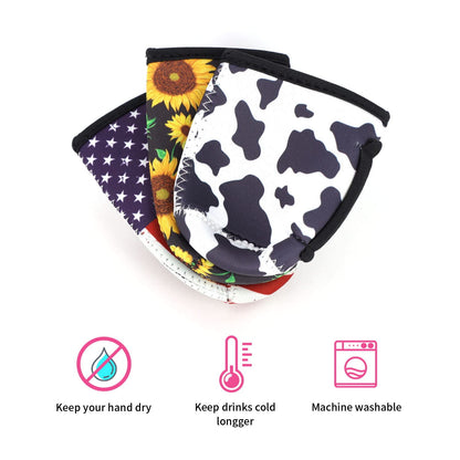 3 Pack Reusable Neoprene Insulated Can Sleeve with Handle for Soda, Energy drink, Pop, Beer, Hard Seltzer, Can Coosies For 12oz & 16oz Can, 12oz Slim can (Floral Sugar Skull(3Pack))