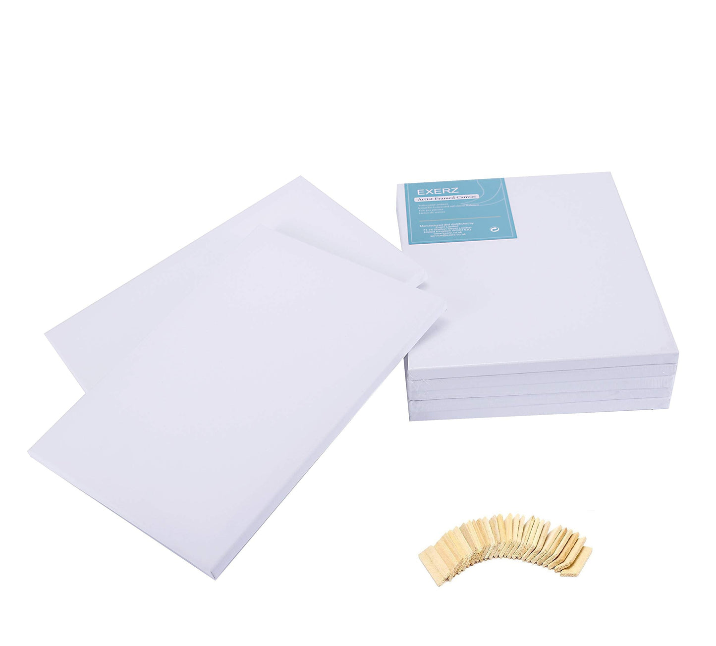Exerz 30x40cm Pre-Stretched Canvas 5pk, 1.7cm A3 Framed Artist Canvas Blank, 280GSM 100% Cotton/Triple Primed/Acid Free/Medium Grain - Acrylic & Oil