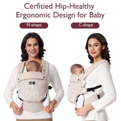 Momcozy Baby Carrier - Ergonomic, Cozy and Lightweight Carrier for 3-24 Months, Effortless to Put On, Ideal for Hands-Free Parenting, Enhanced Lumbar Support, Khaki