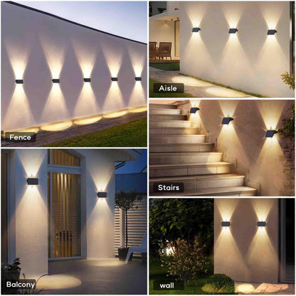 IIRARA Solar Fence Lights Outdoor Garden, 6-Pack Warm White, Up & Down Solar Wall Lights Outdoor, Waterproof, 120 Lumens Bright Dusk to Dawn for Yard/Pool/Porch