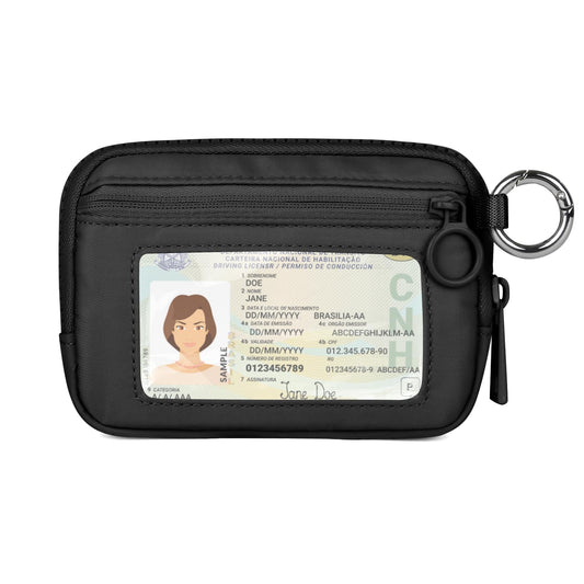 Didida The Iris Wallet Zip Card Case with ID Window Purses for Women Coin Purse with Zipper Mini Portable Keychain Wallet, Black