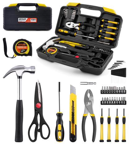 DIFFLIFE 40-Piece Tool Set - General Household Hand Tool Kit with Plastic Toolbox Storage Case…