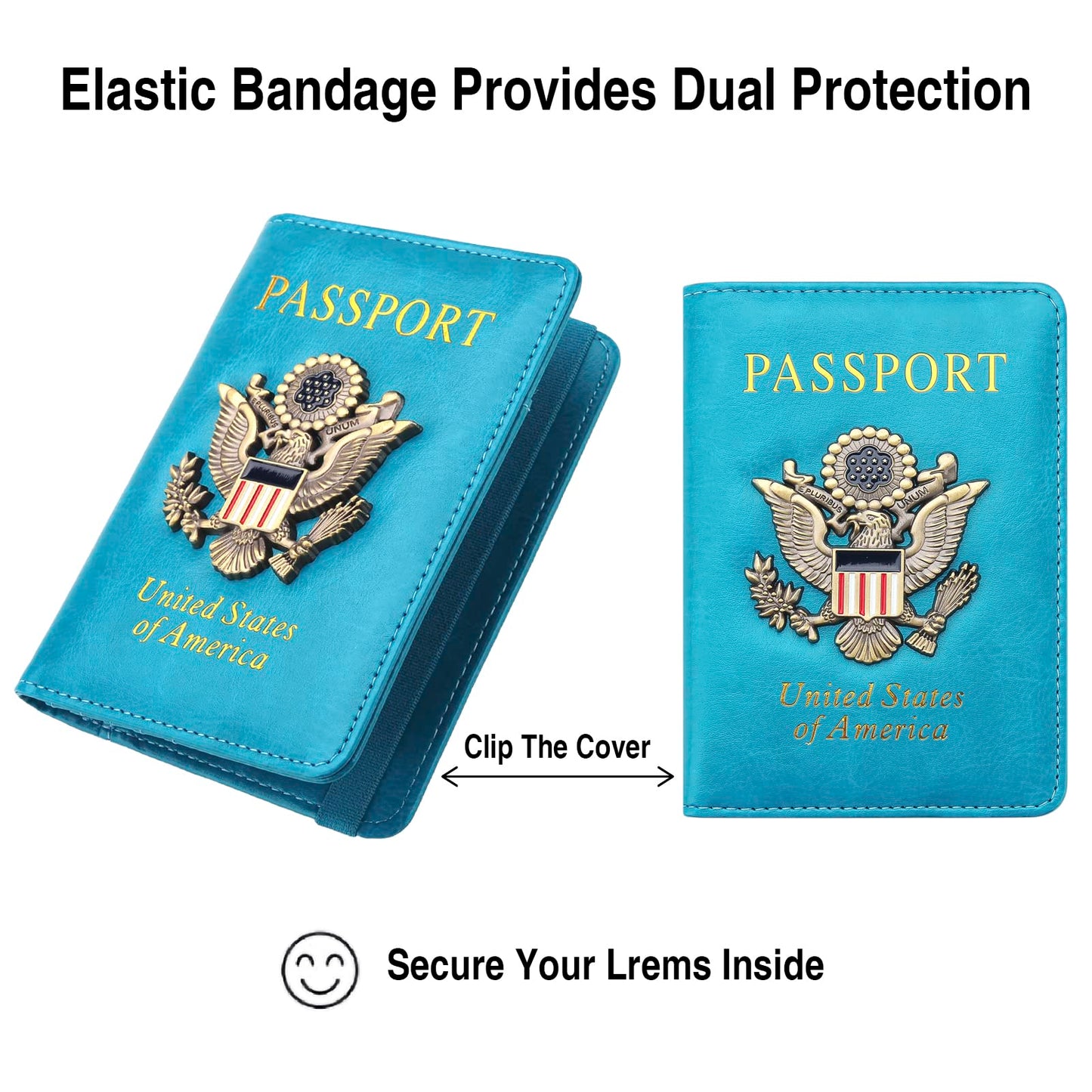 FACATH Passport Cover Case, Holder, Protector Travel Covers Wallet Case RFID Blocking Leather Card Case, Document Organizer (Sky Blue)