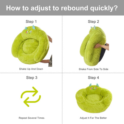 Jiupety Calming Donut Pet Bed, Plush Anti-Anxiety Dog & Cat Bed for Small Pets, Soft Indoor Cuddler Bed with Non-Slip Bottom, Medium (24"x24"x14"), Green