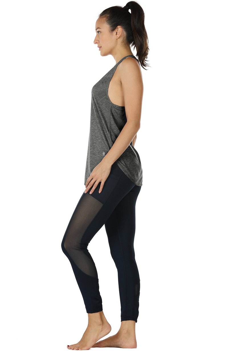 icyzone Workout Tank Tops for Women - Athletic Yoga Tops, Racerback Running Tank Top Loose Fit (M, Charcoal)