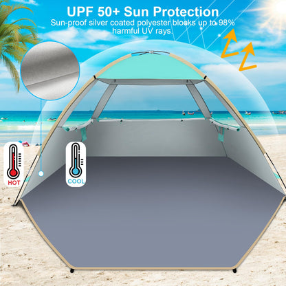Gorich Beach Tent Sun Shelter for 3-10 Person with UPF 50+ UV Protection, Lightweight & Easy Setup Beach Shade Canopy, Portable Shade Tent Cabana